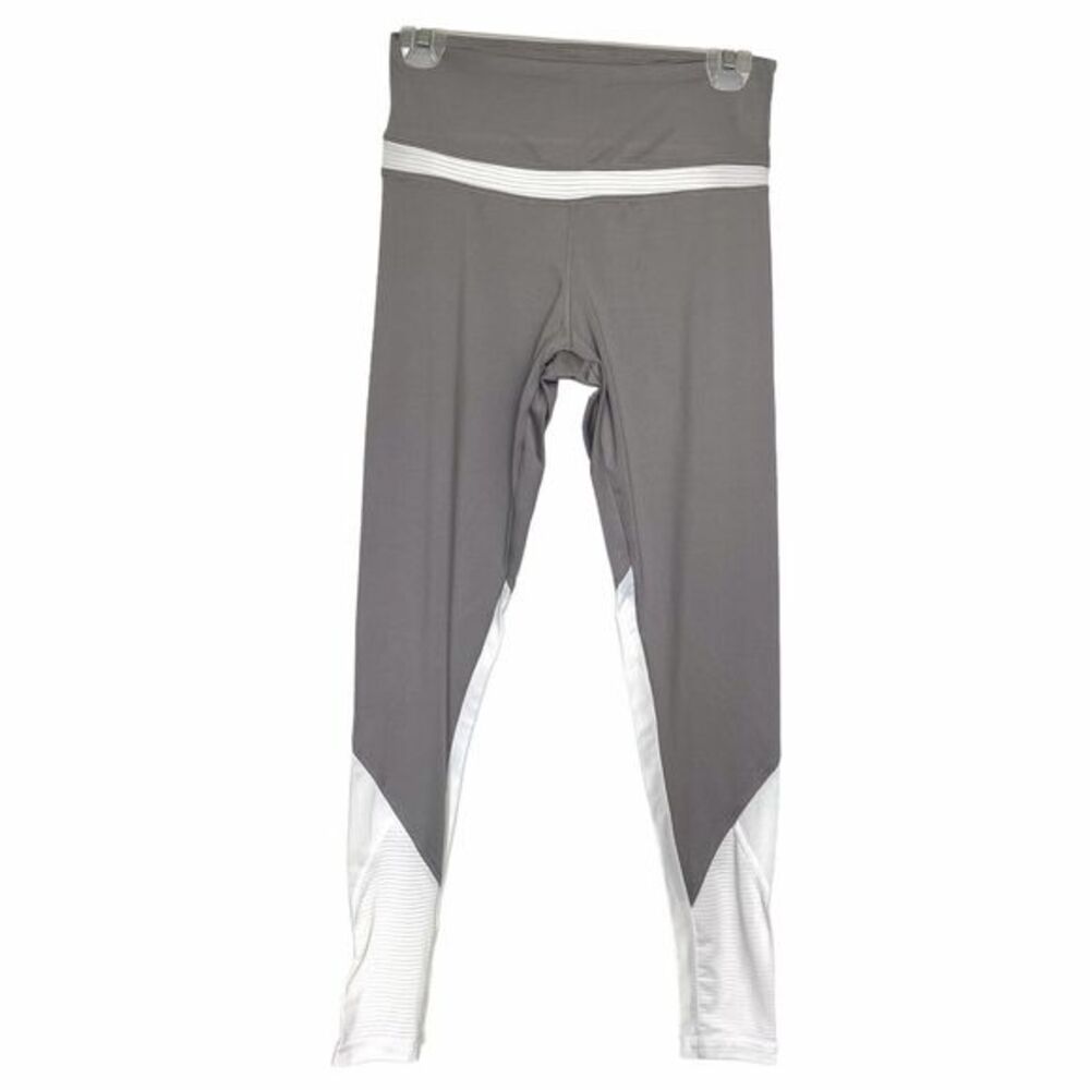 Danskin Womens Leggings Sz Small Mid Rise Mesh Logo Gray  Activewear Workout